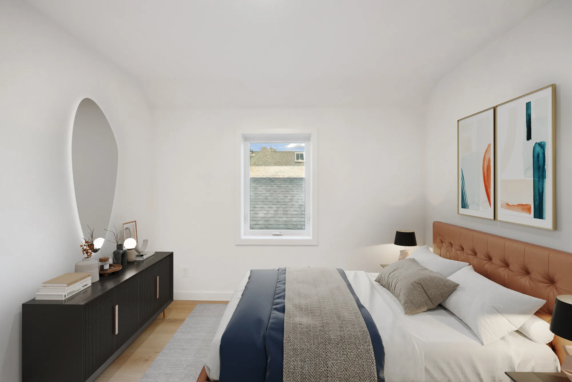 112 Walmer — staged bedroom with leather headboard